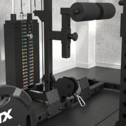 Poste à poulie à charge guidée 100 kg pour half rack ATX HRX-510 avec repose-jambes et repose-pieds pour un confort extrême