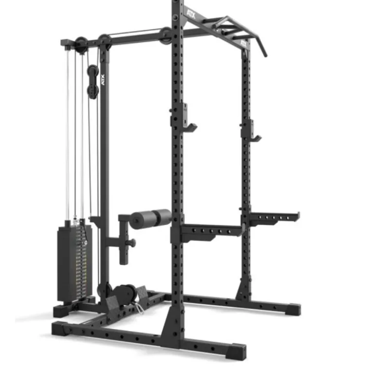Poste à poulie à charge guidée 100 kg pour half rack ATX HRX-510 avec repose-jambes et repose-pieds pour un confort extrême