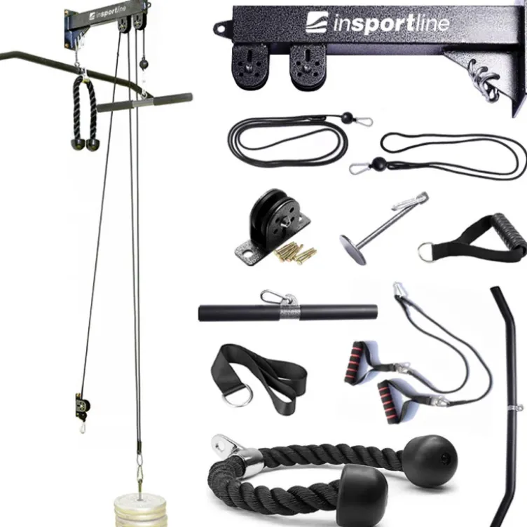 Poste à poulie à fixation murale compacte avec kit d'accessoire de tirage pour entraînement en home-gym
