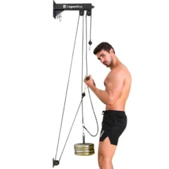 Poste à poulie à fixation murale compacte avec kit d'accessoire de tirage pour entraînement en home-gym