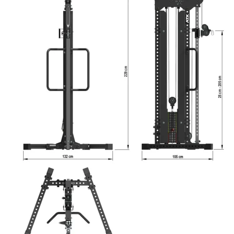 Poulie simple professionnelle réglable ATX avec colonne de poids 90 kg Cable Pull Tower - Réglable sur 37 positions