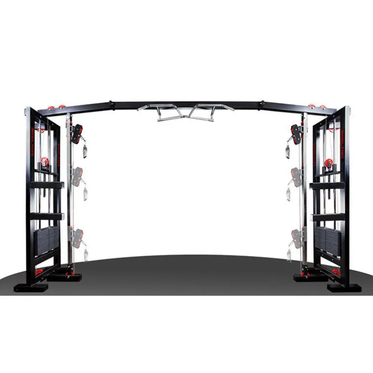 Poulie vis à vis avec double colonne de poids et barre de traction pour espace sportif public