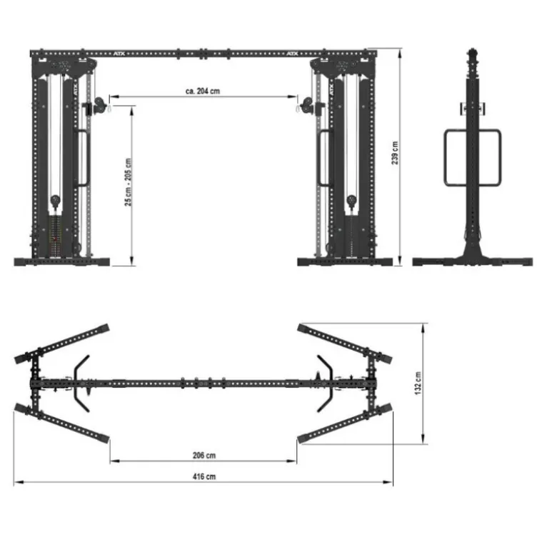 Poulie vis à vis professionnelle ATX avec colonnes de poids 2 x 90 kg Cable Crossover 800 series