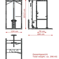 Powercage avec poulie haute et basse et colonne de poids intégrée