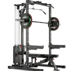 Power Half Rack de musculation ATX avec colonne de poids 115 kg et crochets en J - Série 600