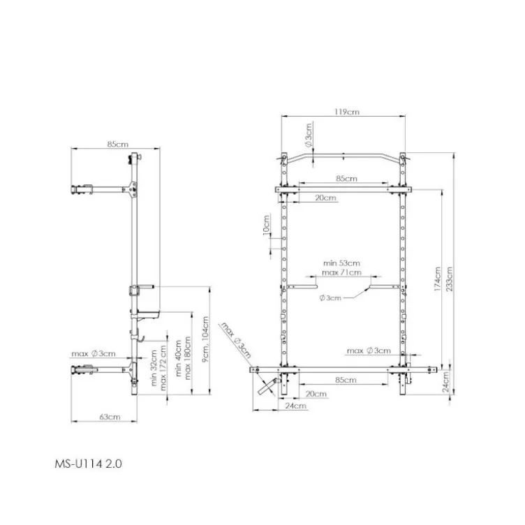 Power Half rack mural compact pliant pour Home gym - Multi-équipé