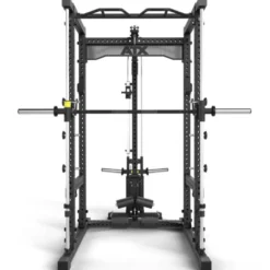 Power rack cage ATX avec poulie à charge libre et barre guidée - Barre de traction multigrip incluse série 700