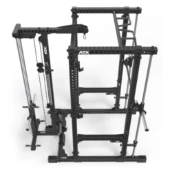 Power rack cage ATX avec poulie à charge libre et barre guidée - Barre de traction multigrip incluse série 700