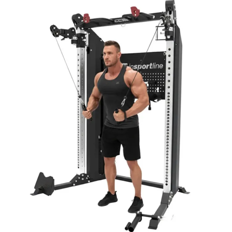 Power rack complet de musculation avec double colonne de poids de 90 kg et poulies rotatives à 360°