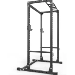 Power rack de musculation complet série 500 avec poste tractions, crochets en J et étagères d'urgence capacité 500 kg -195 cm