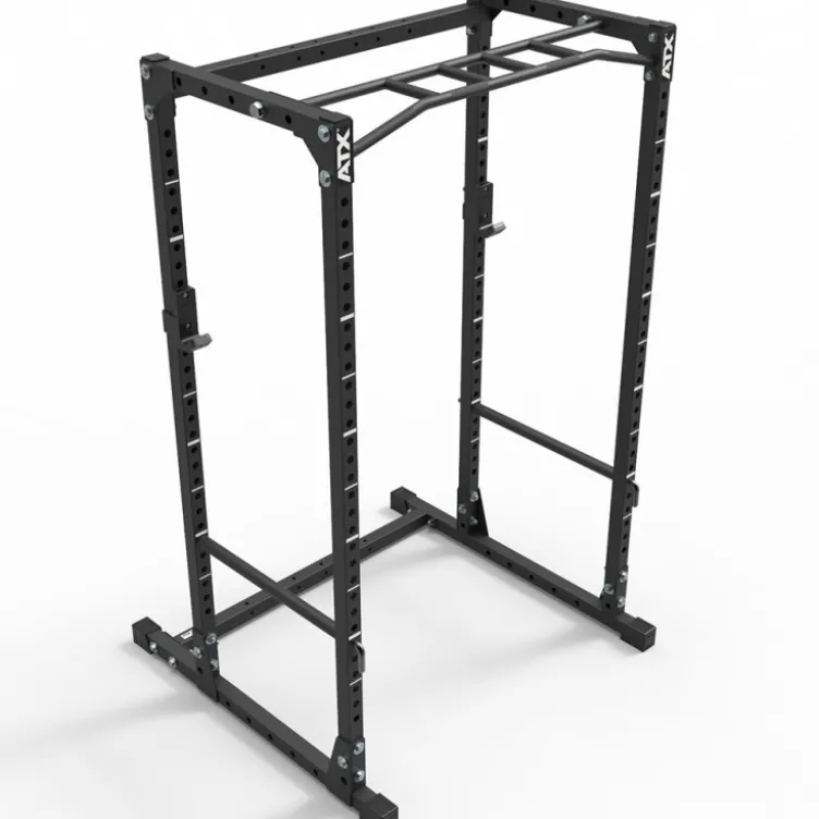 Power rack de musculation complet série 500 avec poste tractions, crochets en J et étagères d'urgence capacité 500 kg -195 cm
