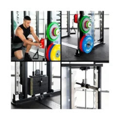 Power rack multi-équipé de musculation avec multipress et poulies vis-à-vis 90 kg - Tractions multi-grip