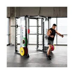 Power rack multi-équipé de musculation avec multipress et poulies vis-à-vis 90 kg - Tractions multi-grip
