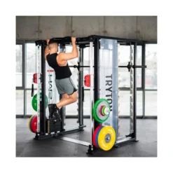 Power rack multi-équipé de musculation avec multipress et poulies vis-à-vis 90 kg - Tractions multi-grip