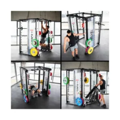 Power rack multi-équipé de musculation avec multipress et poulies vis-à-vis 90 kg - Tractions multi-grip