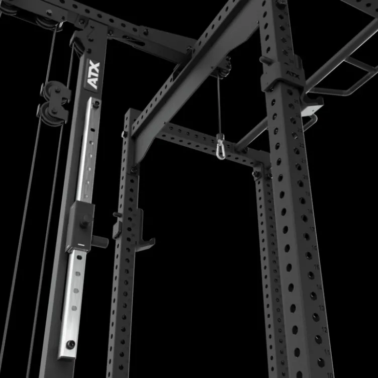 Power rack à squat ATX avec barre guidée et poulie à colonne de poids de 125 kg - Rack complet Série 700