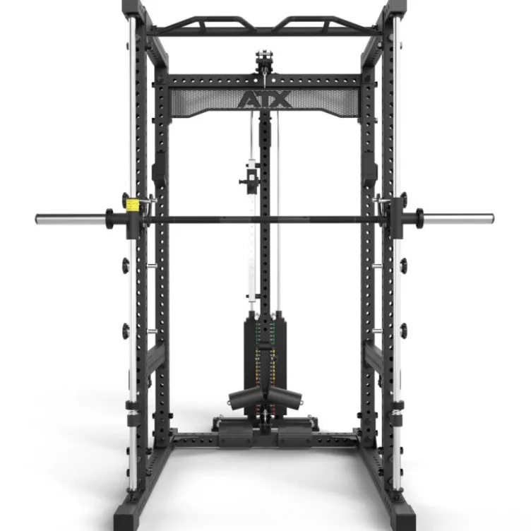 Power rack à squat ATX avec barre guidée et poulie à colonne de poids de 125 kg - Rack complet Série 700