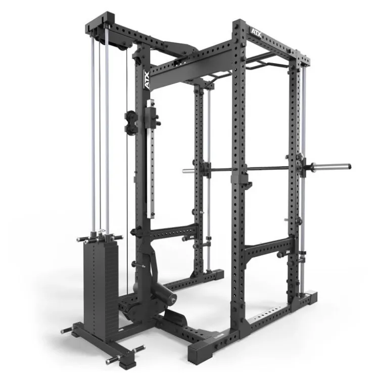 Power rack à squat ATX avec barre guidée et poulie à colonne de poids de 125 kg - Rack complet Série 700
