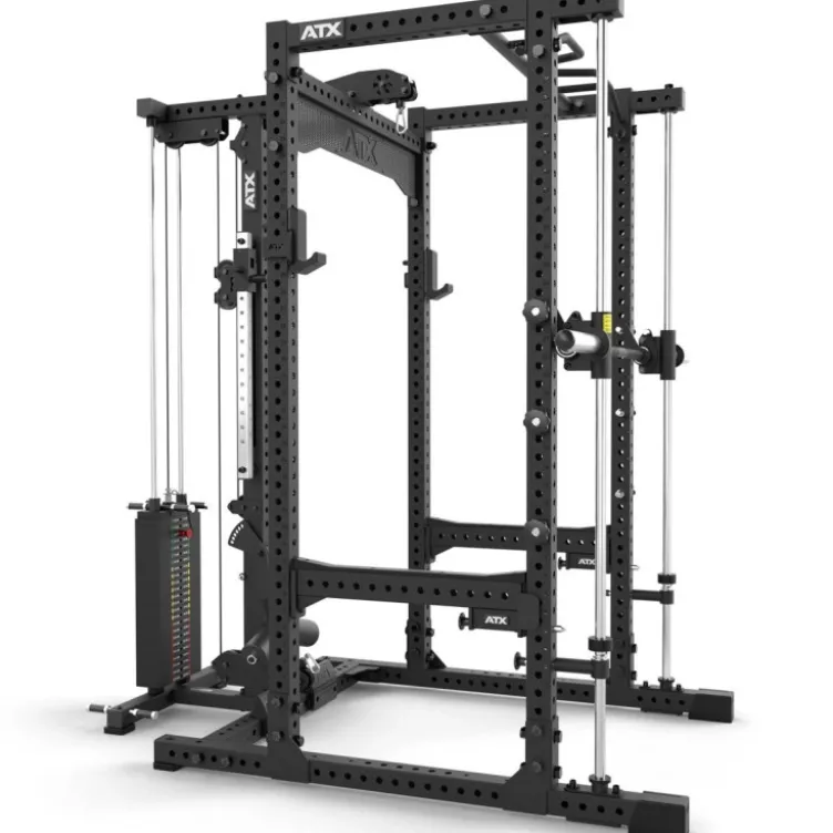 Power rack à squat ATX avec barre guidée et poulie à colonne de poids de 125 kg - Rack complet Série 700