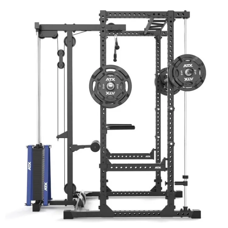Power rack à squat ATX série 600 avec option multipresse et poulie à charge guidée 115 kg - Deux hauteurs