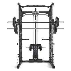 Power rack à squat ATX série 600 en 195 ou 215 cm avec option barre guidée et poulie à charge libre - Barres à dips incluses