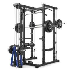 Power rack à squat ATX série 600 en 195 ou 215 cm avec option barre guidée et poulie à charge libre - Barres à dips incluses