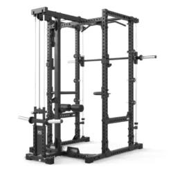 Power rack à squat ATX série 600 en 195 ou 215 cm avec option barre guidée et poulie à charge libre - Barres à dips incluses