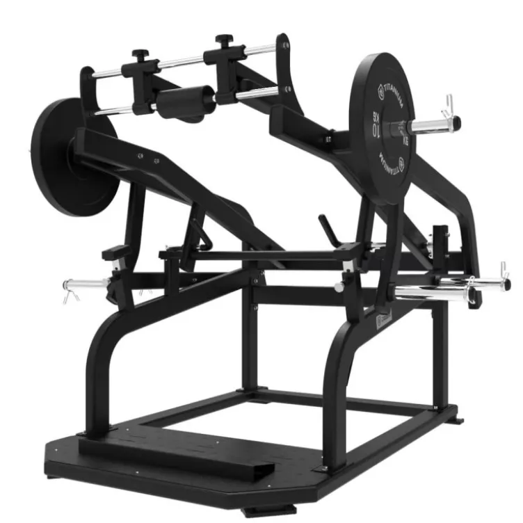 Power squat machine Pro à charge libre jusqu'à 750 kg Élite Séries Titanium Strength EL-PL70 - Bloque-crural Inclus