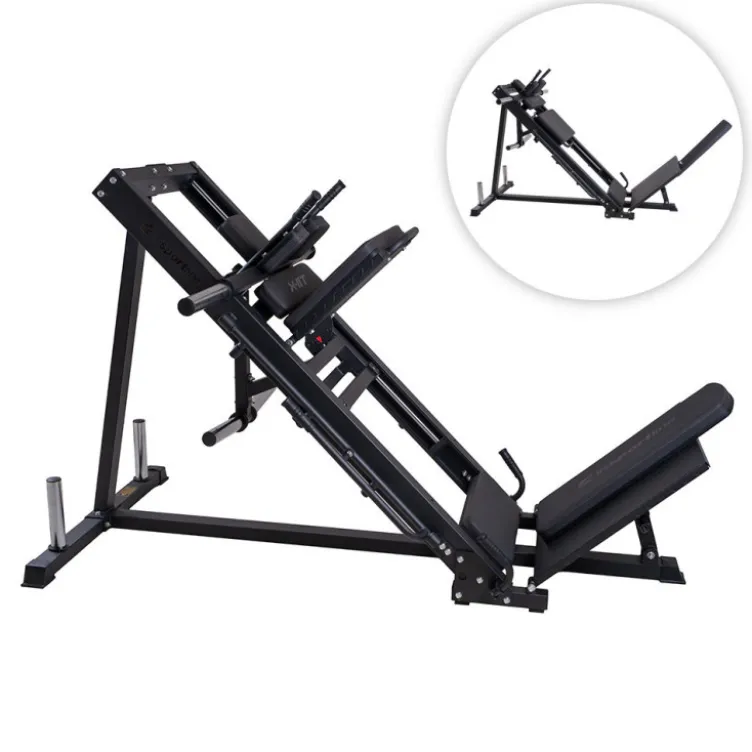 Presse cuisses 45° combinée Hack Squat pour disques de poids 50 / 30 / 25 mm - Capacité de charge 300 kg