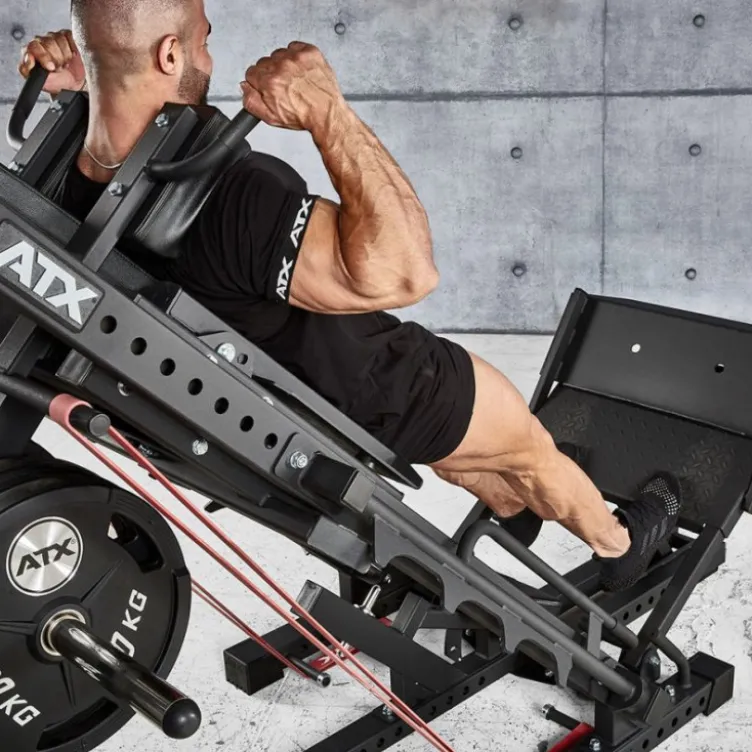 Presse à cuisses et mollets - Hack squat ATX ergonomique à charges libres pour musculation des jambes - Leg Press