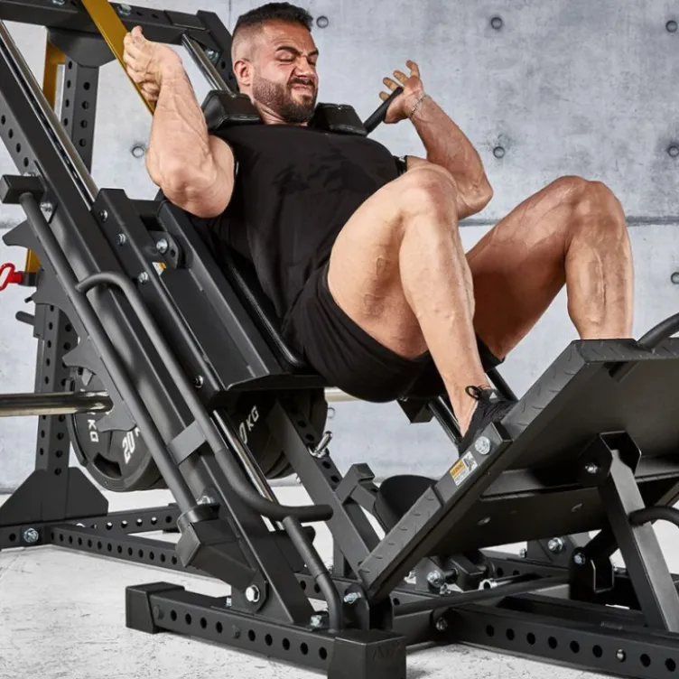 Presse à cuisses et mollets - Hack squat ATX ergonomique à charges libres pour musculation des jambes - Leg Press