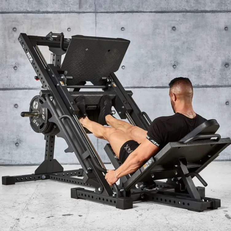 Presse à cuisses et mollets - Hack squat ATX ergonomique à charges libres pour musculation des jambes - Leg Press