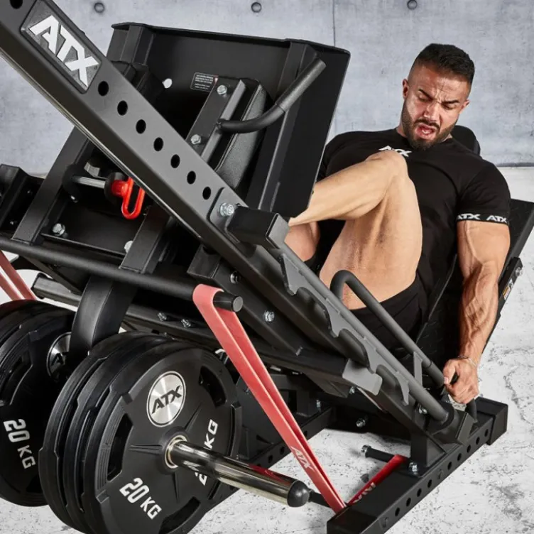 Presse à cuisses et mollets - Hack squat ATX ergonomique à charges libres pour musculation des jambes - Leg Press
