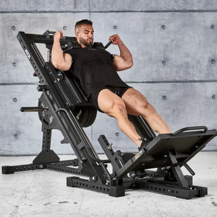 Presse à cuisses et mollets - Hack squat ATX ergonomique à charges libres pour musculation des jambes - Leg Press