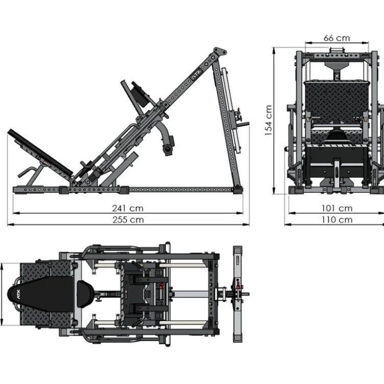 Presse à cuisses et mollets - Hack squat ATX ergonomique à charges libres pour musculation des jambes - Leg Press