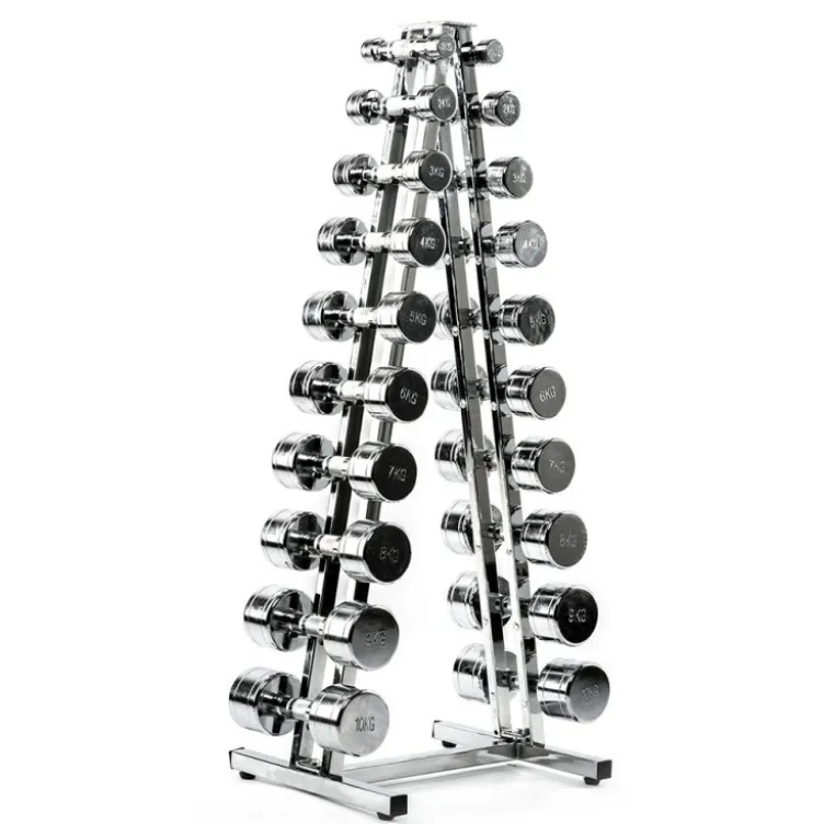 Pyramide de stockage pour 10 paires d'haltères hexagonaux ou chromés
