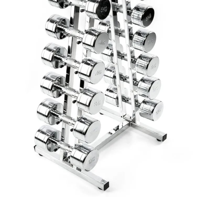 Pyramide de stockage pour 10 paires d'haltères hexagonaux ou chromés