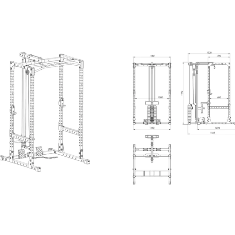 Rack de musculation ATX série 500 compact 198 cm de hauteur avec poulie à colonne de poids 100 kg