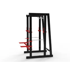 Rack de musculation avec crochets de sécurité et reposes barres pour les espaces sportifs des forces de l'ordre et associations