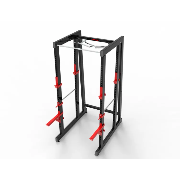 Rack de musculation avec crochets de sécurité et reposes barres pour les espaces sportifs des forces de l'ordre et associations