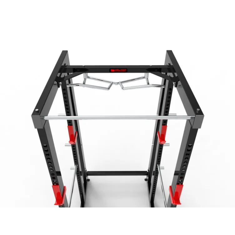 Rack de musculation avec crochets de sécurité et reposes barres pour les espaces sportifs des forces de l'ordre et associations