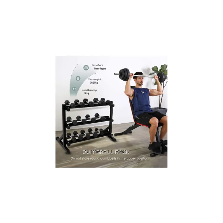 Rack de rangement pour haltères à 3 étages et capacité de charge 200 kg