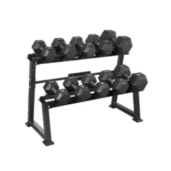 Rack de rangement pour 5 paires d' haltères sur 2 niveaux pour salle musculation ou Home-gym