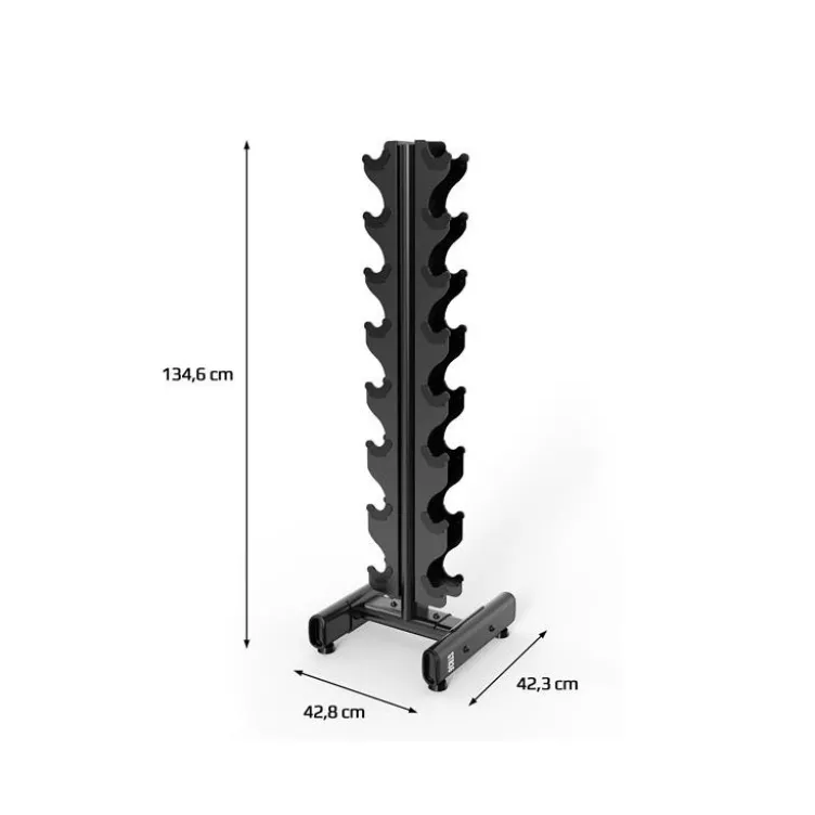 Rack de rangement professionnel et compact pour paires d'haltères de 1 à 8 kg - Charge max de 75 kg