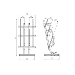 Rack de rangement vertical avec barres x 10 et disques de poids x60 - MAX 280 kg