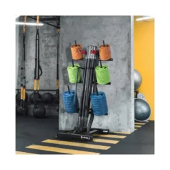 Rack de rangement vertical avec barres x 10 et disques de poids x60 - MAX 280 kg