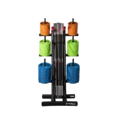 Rack de rangement vertical avec barres x 10 et disques de poids x60 - MAX 280 kg