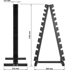 Rack de stockage ATX professionnel pyramidal pour 10 paires d'haltères hexagonaux ou chromés