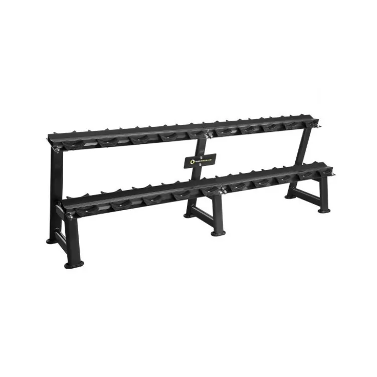 Rack de stockage double niveaux pour 10 paires d'haltères ronds