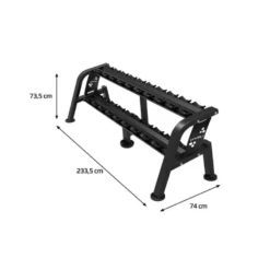 Rack de stockage horizontal pour haltères ronds sur 2 étages - Capacité 10 paires